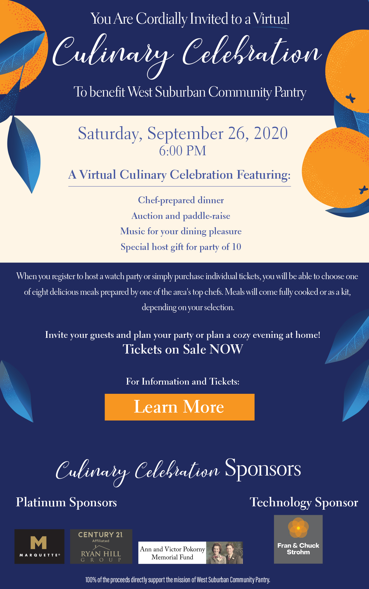 West Suburban Community Pantry Culinary Celebration Invitation