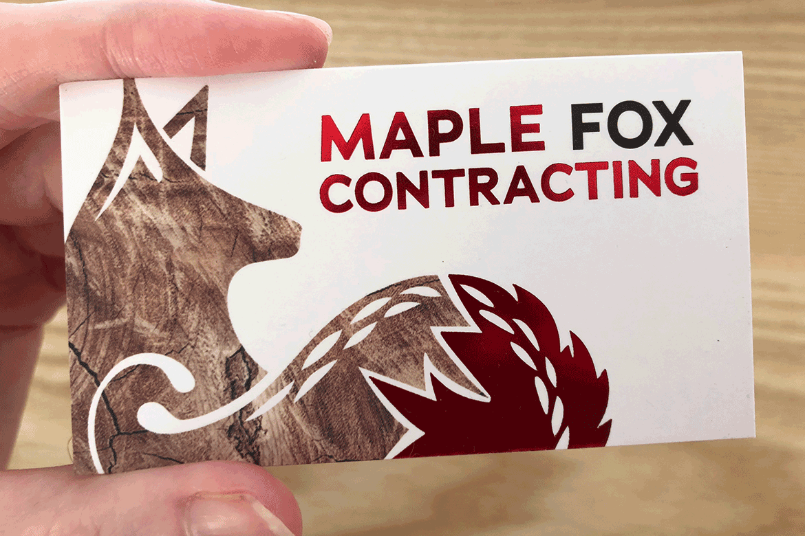maple fox contracting business card design