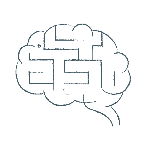 Brain icon with a maze inside