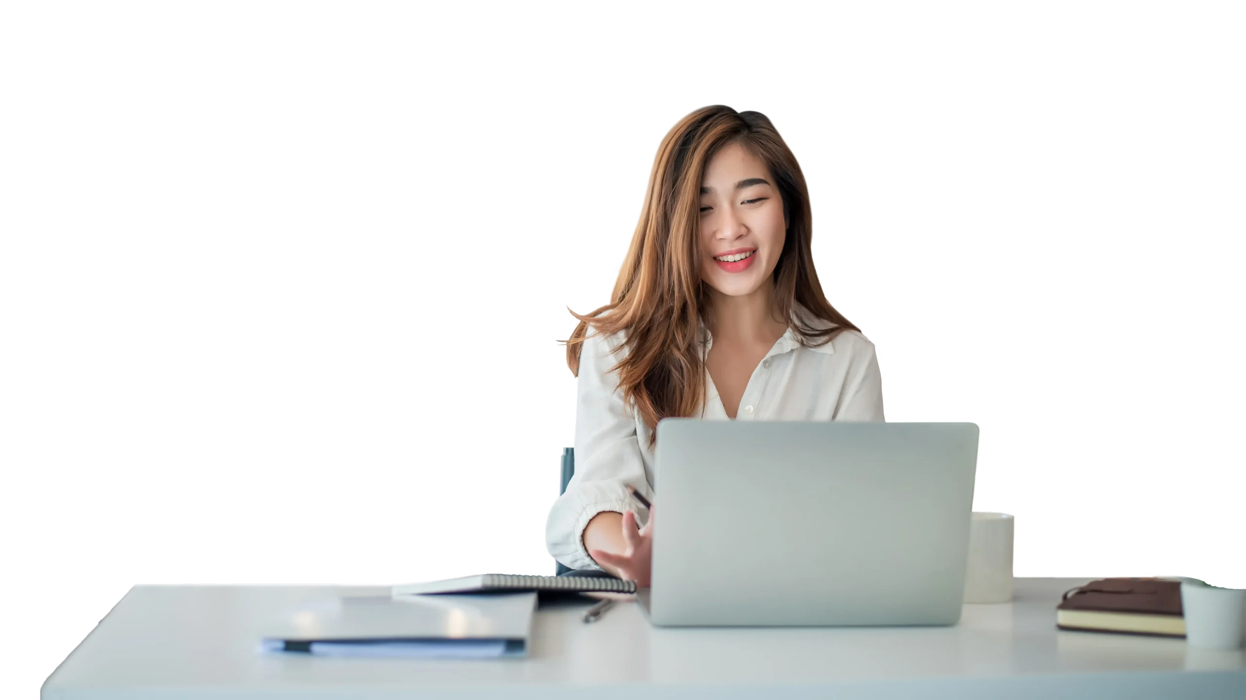 Woman working on her laptop