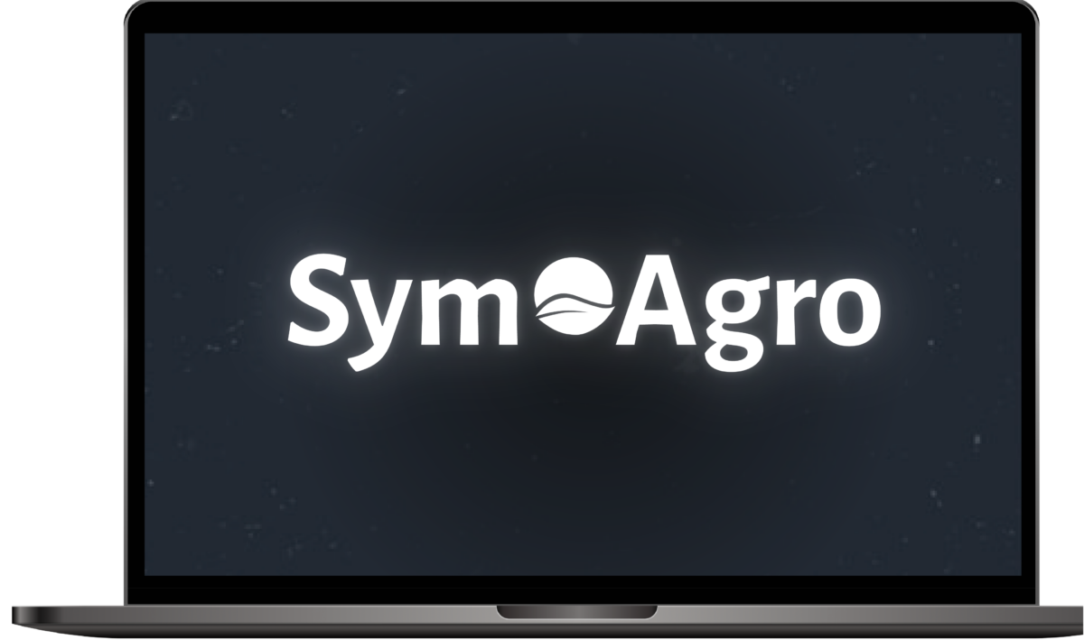Image of a laptop with "Sym-Agro" on the screen